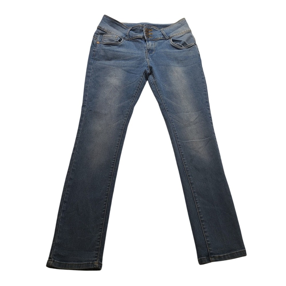 Bamboo Jeans Women's Size 11 Blue Medium Wash Skinny High Rise 3-Button Denim